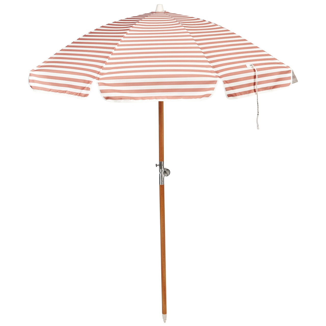 Sunnylife: Luxe Beach Umbrella - Tierra Clay Stripe - Terracotta, UPF50 Fabric Sun Protection, 61x61 x 82", Shade Cover, Wood Pole, Bag, Outdoor-Sand